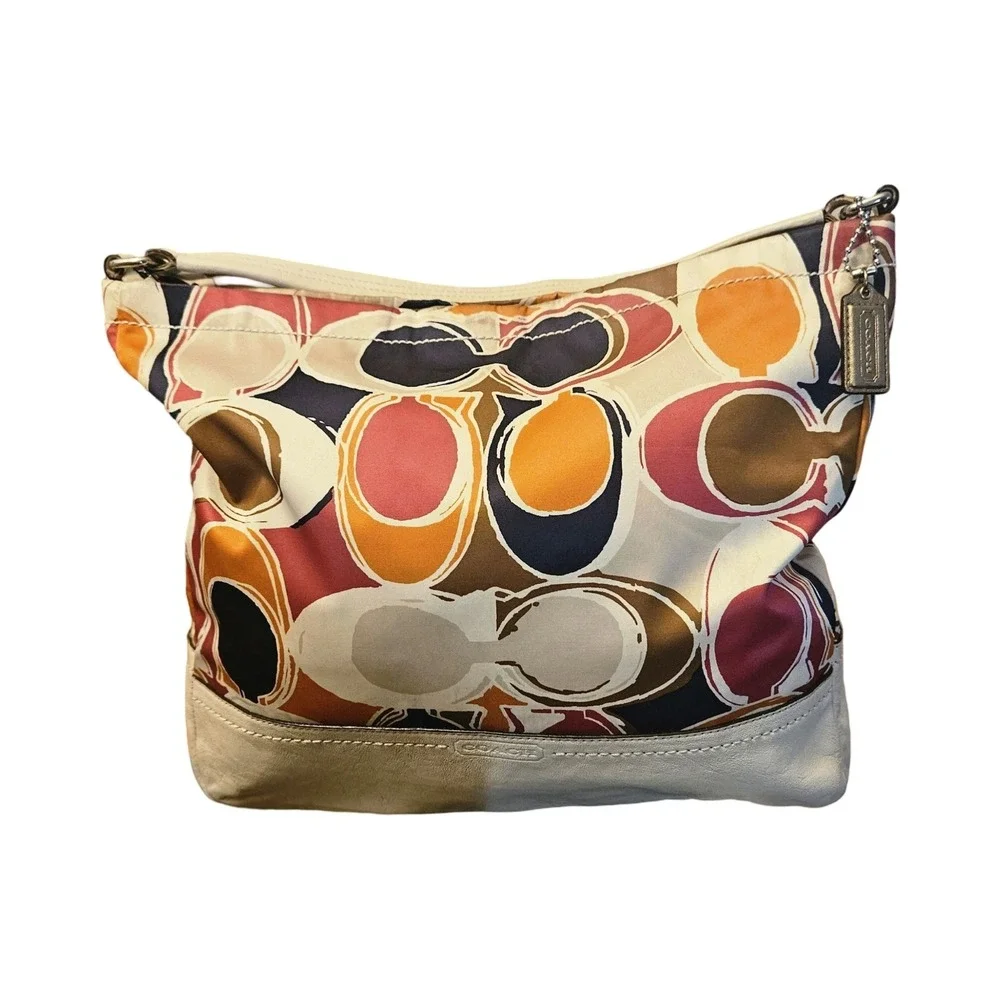 Coach Park Hand Drawn Scarf Print Hobo Shoulder Bag (Style F23282)